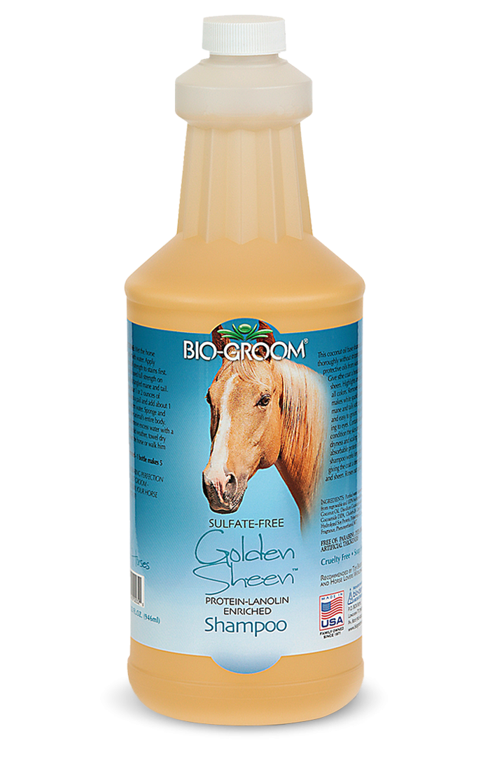 Bio-Groom Golden Sheen Шампунь для лошадей, обогащенный протеином и ланолином 946 мл